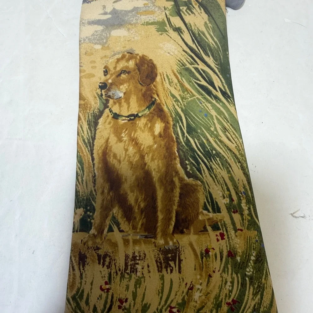 Endangered Species Mens Silk Tie Golden Retriever Dog Nature Print Made in USA